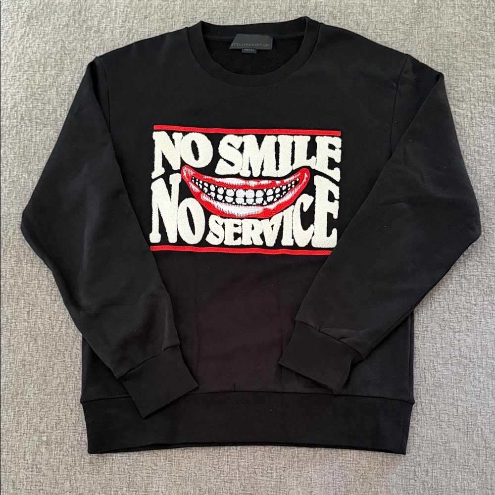 Stella McCartney Black Crewneck Sweater with Red and White Graphic